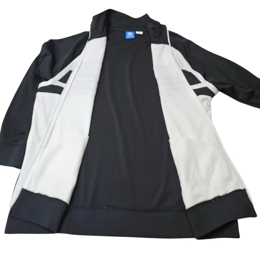 Adidas Track Jacket Mens 2XL Black White Polyester Indiana Hoosiers Zip Trefoil‎